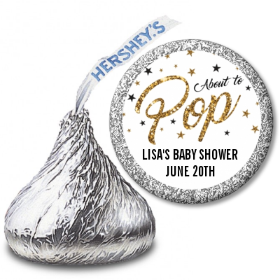 About To Pop Glitter - Hershey Kiss Baby Shower Sticker Labels