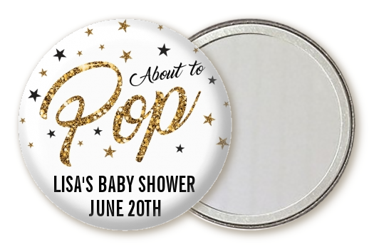 About To Pop Glitter - Personalized Baby Shower Pocket Mirror Favors