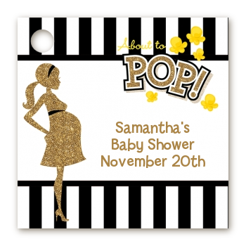 About To Pop Gold Glitter - Personalized Baby Shower Card Stock Favor Tags