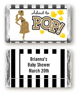About To Pop Gold Glitter - Personalized Baby Shower Mini Candy Bar Wrappers