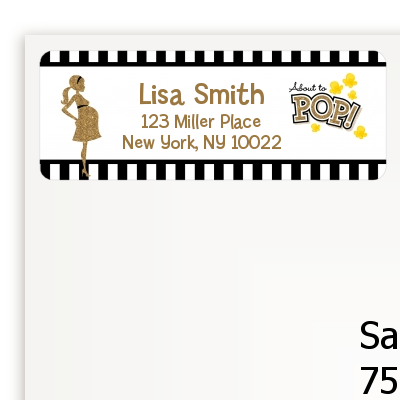 About To Pop Gold Glitter - Baby Shower Return Address Labels