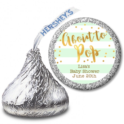 About To Pop Gold - Hershey Kiss Baby Shower Sticker Labels