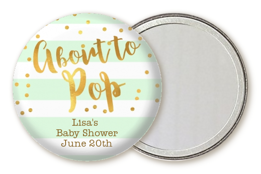 About To Pop Gold - Personalized Baby Shower Pocket Mirror Favors