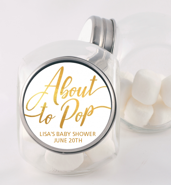 About To Pop Metallic - Personalized Baby Shower Candy Jar