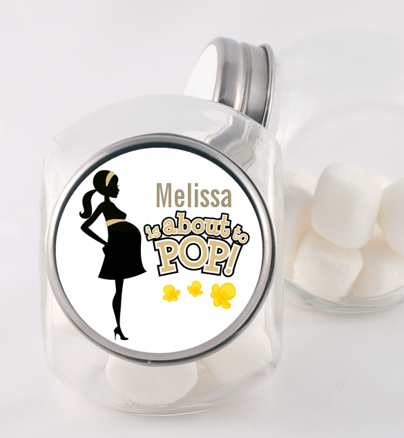About To Pop Mommy Gold - Personalized Baby Shower Candy Jar