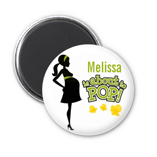 About To Pop Mommy Green - Personalized Baby Shower Magnet Favors