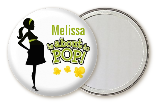 About To Pop Mommy Green - Personalized Baby Shower Pocket Mirror Favors