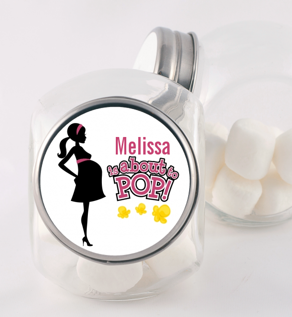 About to Pop Mommy Pink - Personalized Baby Shower Candy Jar