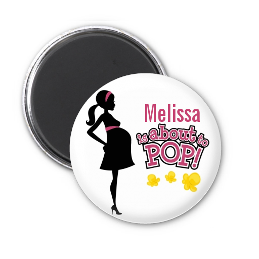 About to Pop Mommy Pink - Personalized Baby Shower Magnet Favors