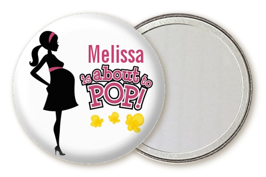 About to Pop Mommy Pink - Personalized Baby Shower Pocket Mirror Favors