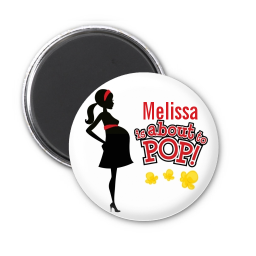 About To Pop Mommy Red - Personalized Baby Shower Magnet Favors
