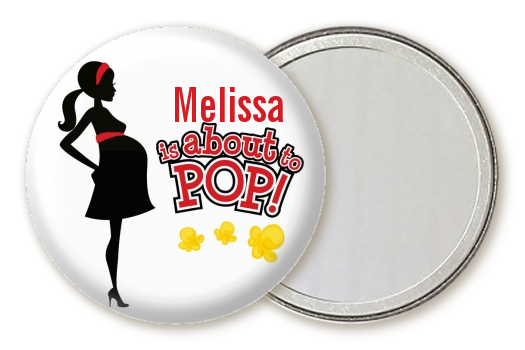 About To Pop Mommy Red - Personalized Baby Shower Pocket Mirror Favors