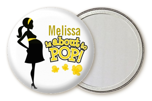 About to Pop Mommy Yellow - Personalized Baby Shower Pocket Mirror Favors
