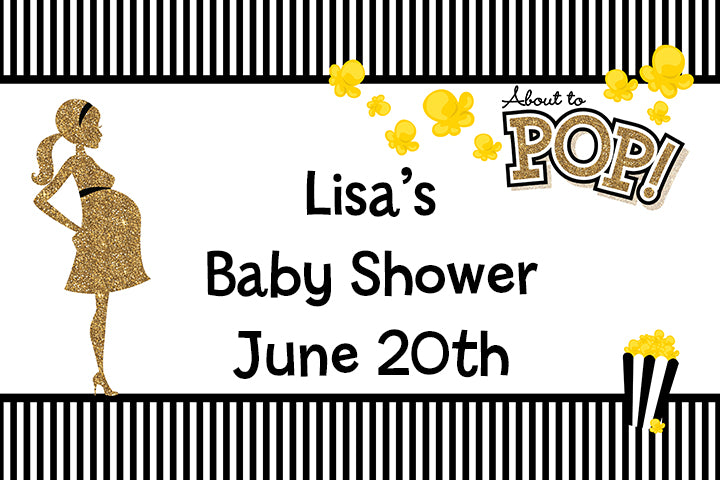 About To Pop Gold Glitter - Personalized Baby Shower Placemats