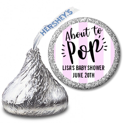 About To Pop Stripes - Hershey Kiss Baby Shower Sticker Labels