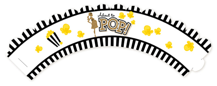 About To Pop Gold Glitter - Baby Shower Cupcake Wrappers