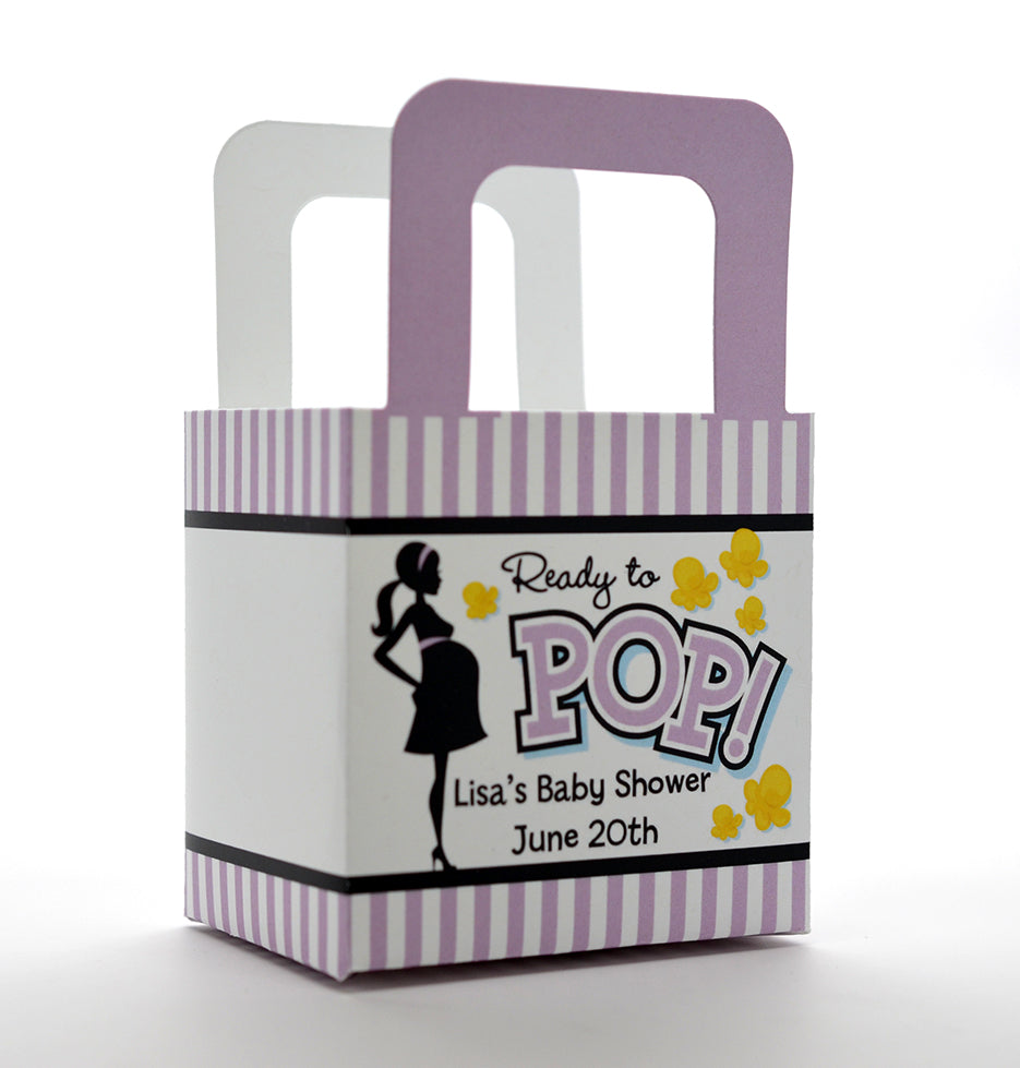 Ready To Pop Purple - Personalized Baby Shower Favor Boxes