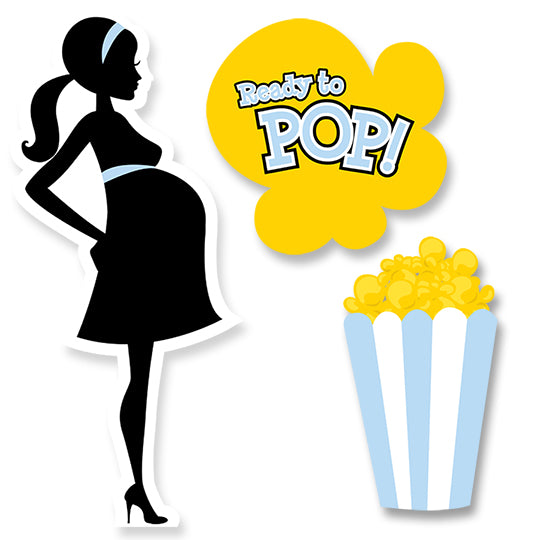 Ready To Pop Blue - Baby Shower Printed Shaped Cut-Outs