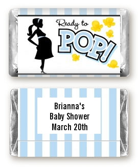 Ready To Pop Blue - Personalized Baby Shower Mini Candy Bar Wrappers