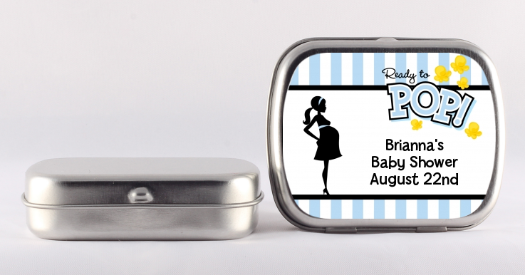 Ready To Pop Blue - Personalized Baby Shower Mint Tins