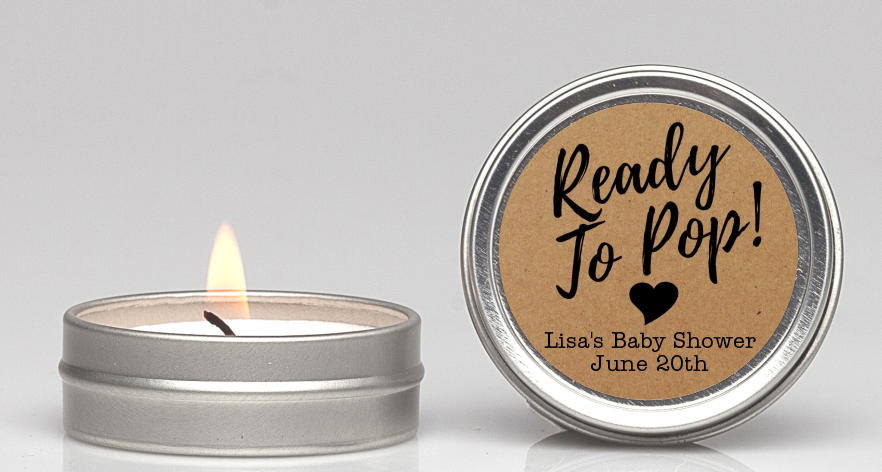 Ready To Pop Brown - Baby Shower Candle Favors