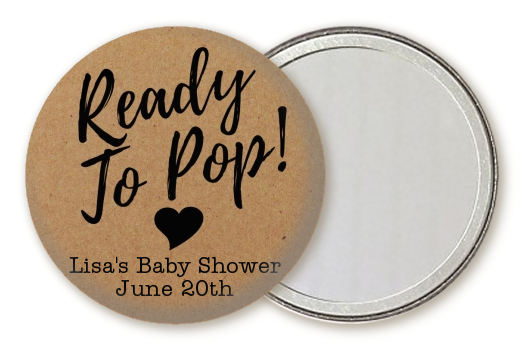 Ready To Pop Brown - Personalized Baby Shower Pocket Mirror Favors