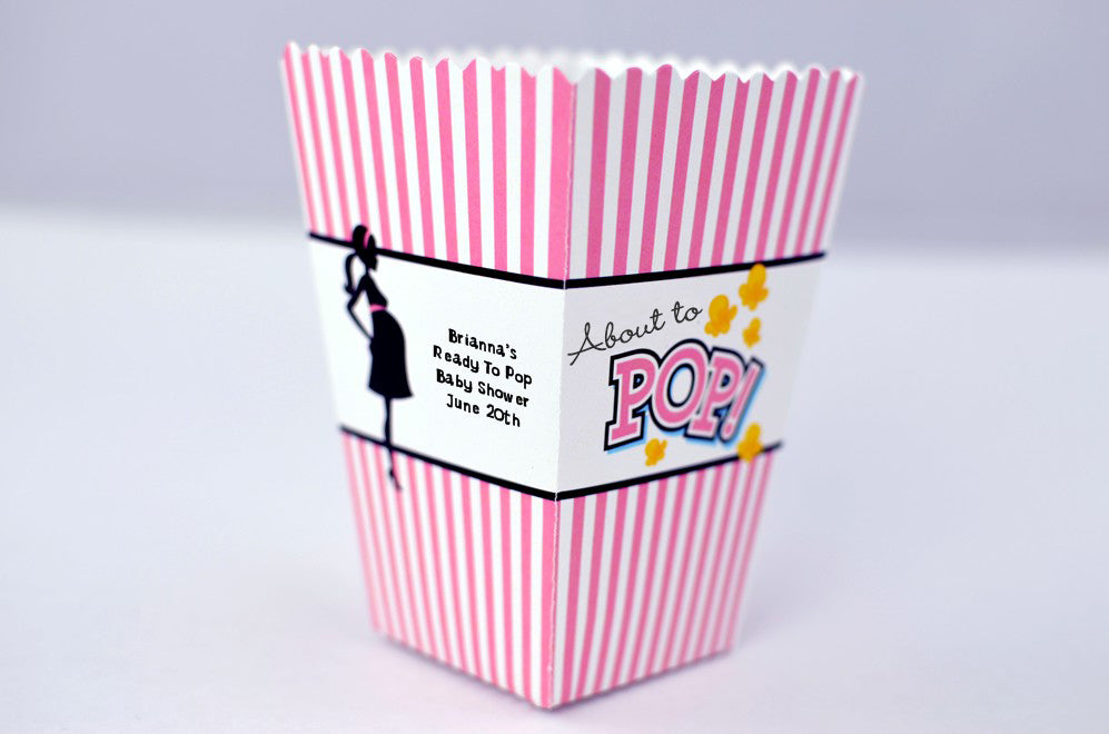 Ready To Pop Dark Pink - Personalized Baby Shower Popcorn Boxes