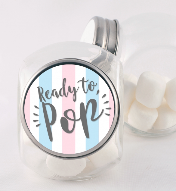 Ready To Pop Gender Reveal - Personalized Baby Shower Candy Jar