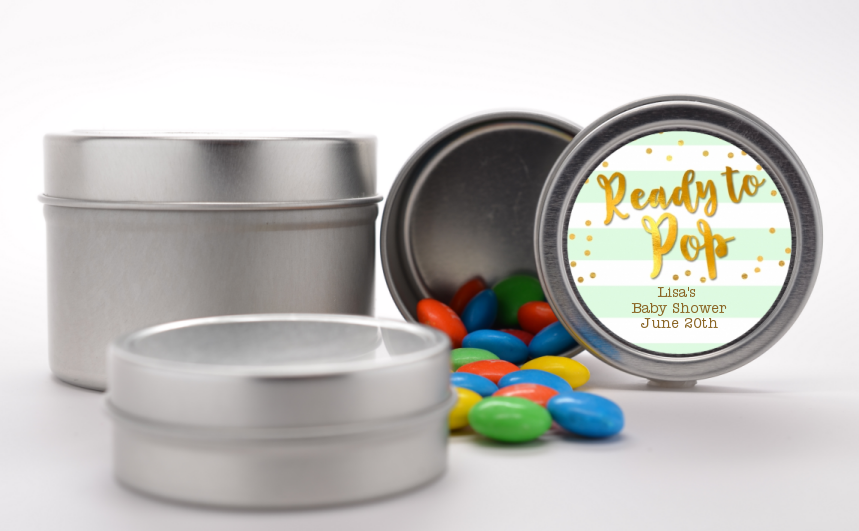 Ready To Pop Gold - Custom Baby Shower Favor Tins