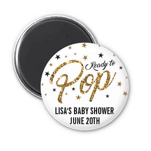 Ready To Pop Gold Glitter - Personalized Baby Shower Magnet Favors