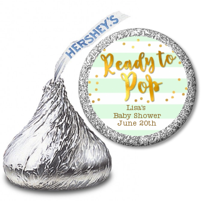Ready To Pop Gold - Hershey Kiss Baby Shower Sticker Labels