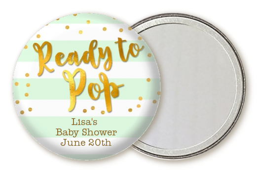 Ready To Pop Gold - Personalized Baby Shower Pocket Mirror Favors