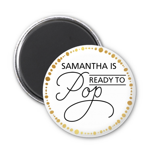 Ready To Pop Metallic Dots - Personalized Baby Shower Magnet Favors