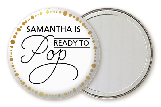 Ready To Pop Metallic Dots - Personalized Baby Shower Pocket Mirror Favors