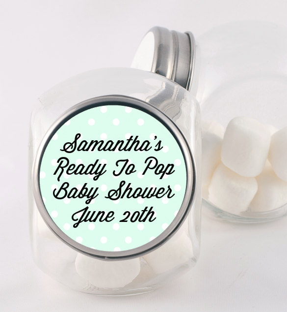 Ready To Pop Pastel Polka Dots - Personalized Baby Shower Candy Jar