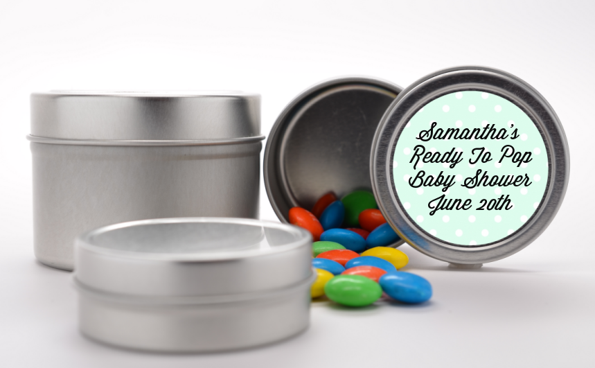 Ready To Pop Pastel Polka Dots - Custom Baby Shower Favor Tins