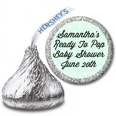 Ready To Pop Pastel Polka Dots - Hershey Kiss Baby Shower Sticker Labels