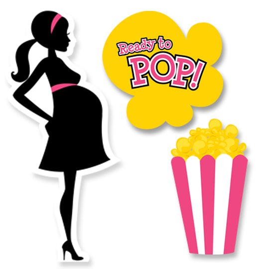 Ready To Pop Dark Pink - Baby Shower Printed Shaped Cut-Outs