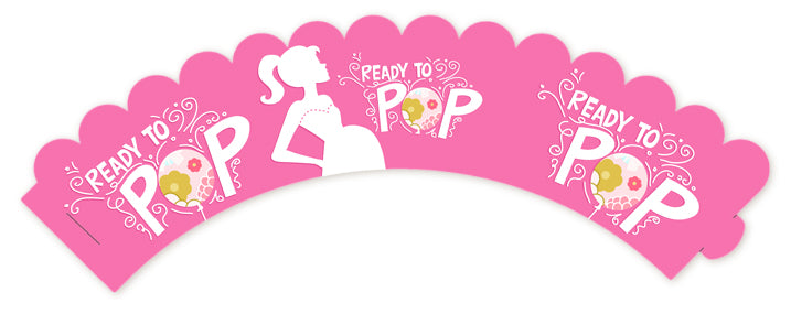 She's Ready To Pop Pink - Baby Shower Cupcake Wrappers