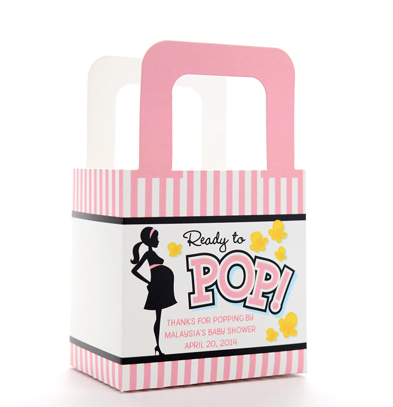 Ready To Pop Pink - Personalized Baby Shower Favor Boxes