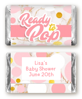 Ready To Pop Pink Gold - Personalized Baby Shower Mini Candy Bar Wrappers