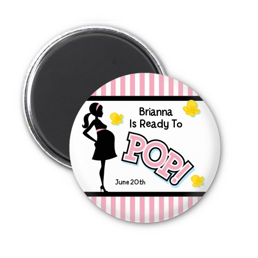 Ready To Pop Pink - Personalized Baby Shower Magnet Favors