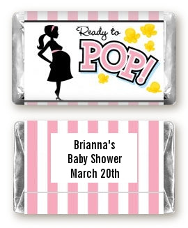 Ready To Pop Pink - Personalized Baby Shower Mini Candy Bar Wrappers