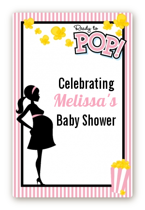Ready To Pop Pink - Custom Large Rectangle Baby Shower Sticker/Labels