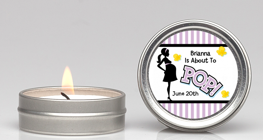 Ready To Pop Purple - Baby Shower Candle Favors