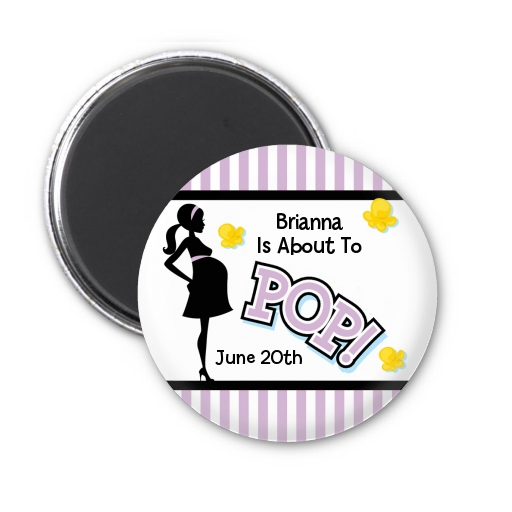 Ready To Pop Purple - Personalized Baby Shower Magnet Favors