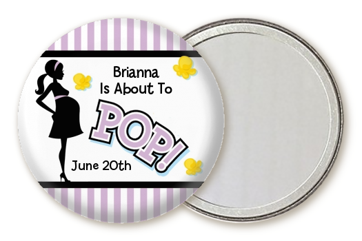 Ready To Pop Purple - Personalized Baby Shower Pocket Mirror Favors