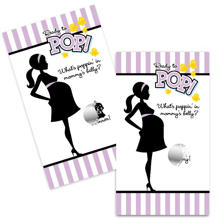 Ready To Pop Purple - Baby Shower Scratch Off Game Tickets
