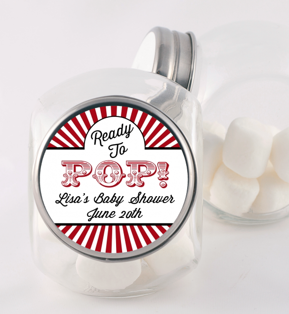 Ready To Pop Red - Personalized Baby Shower Candy Jar