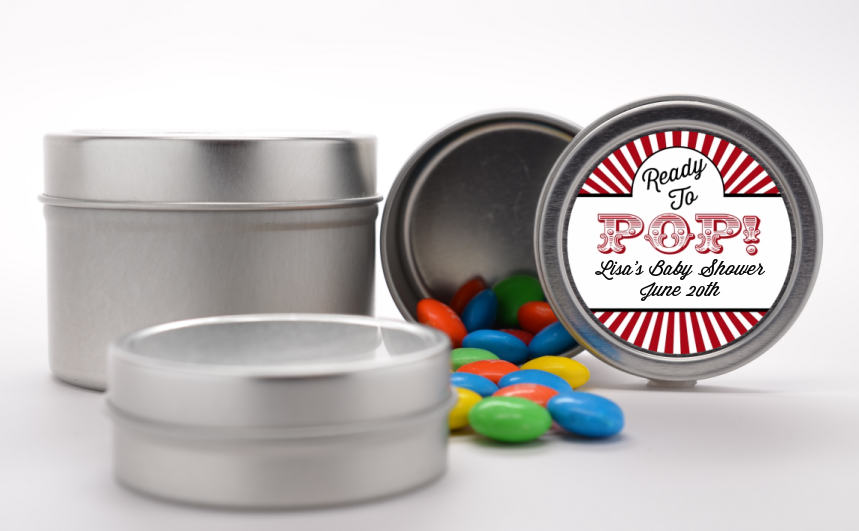 Ready To Pop Red - Custom Baby Shower Favor Tins